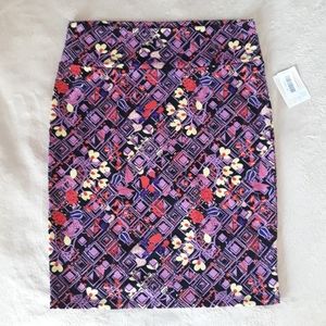 LuLaRoe Purple Mixed Print Cassie Pencil Skirt